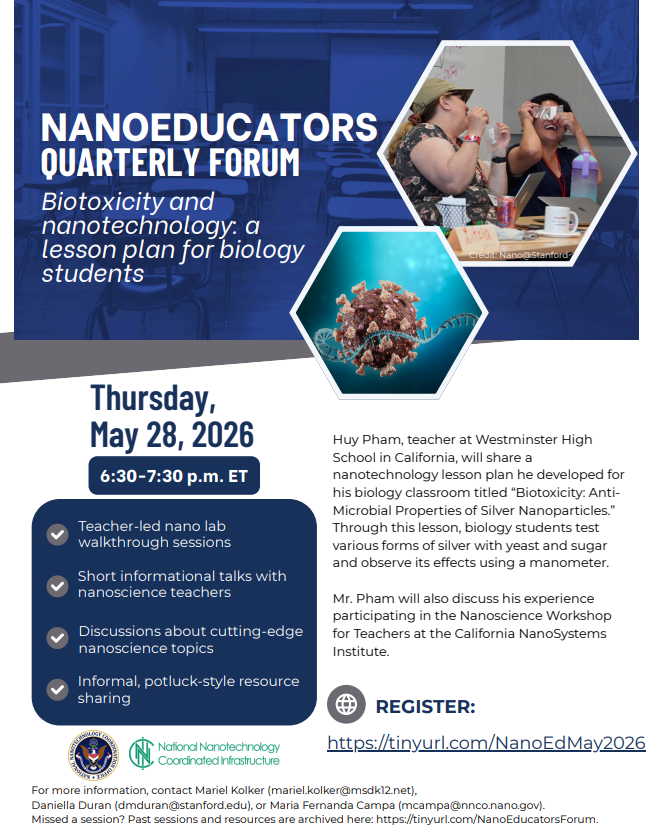 NanoEducators Quarterly Forum flyer